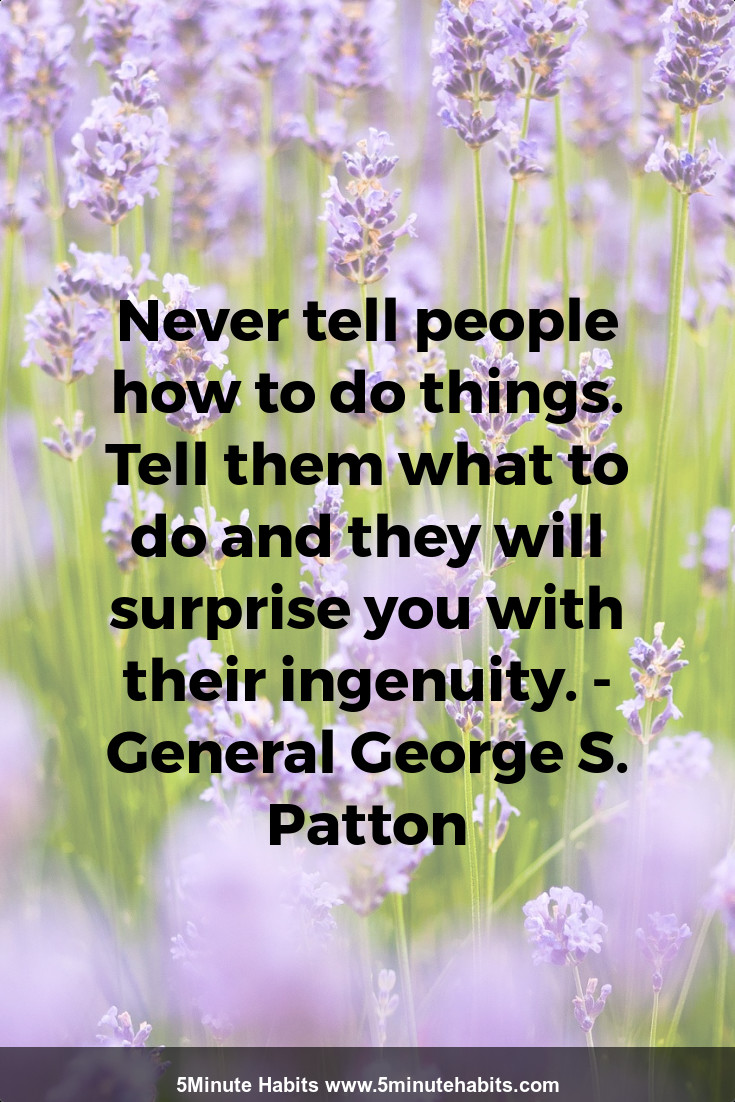 Never tell people how to do things. Tell them what to do and they will surprise you with their ingenuity. - General George S. Patton